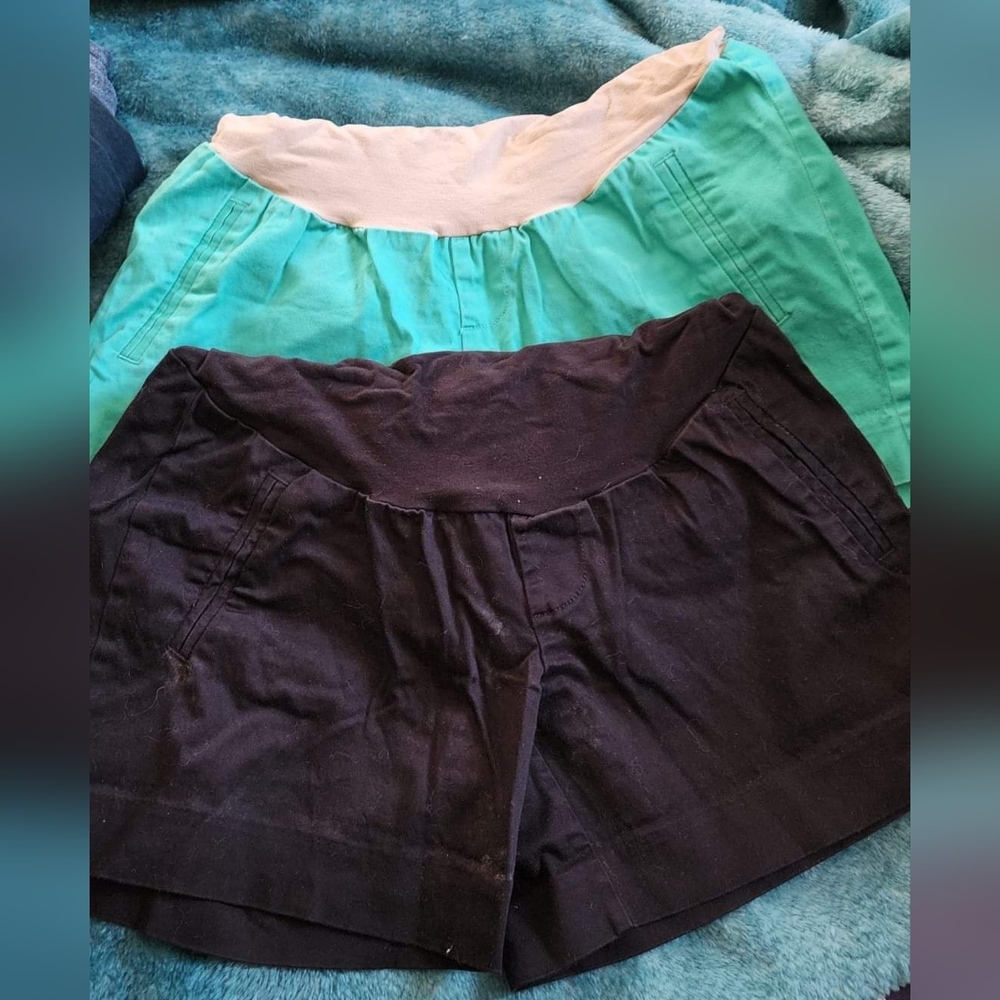 Maternity size small light teal and black shorts bundle